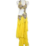 Golden Sunrise yellow belly dance costume with sequins