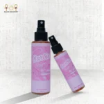 Barbie perfume bottles 120ml and 60ml with pink marbled labels displayed together.