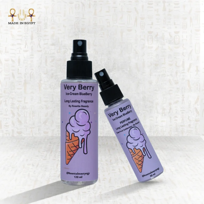 Berry Dream perfume bottles 120ml and 60ml by Rosetta Beauty long-lasting blueberry vanilla fragrance for women