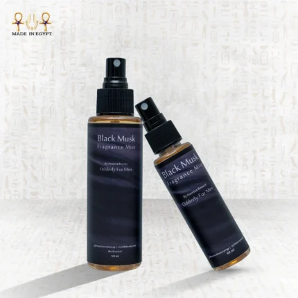 Black Musk fragrance mist bottles 120ml and 60ml by Rosetta Beauty men’s perfume