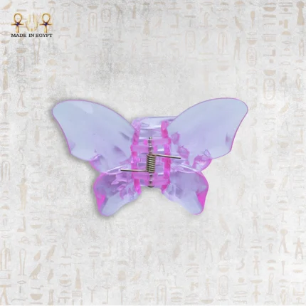 Butterfly-shaped hair clip viewed from the back, highlighting the spring mechanism and design details.