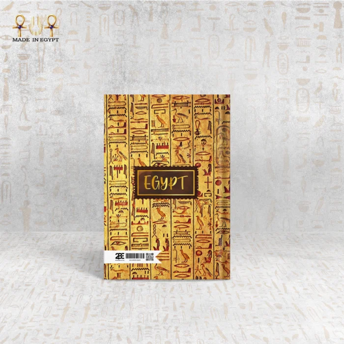 Cleopatra notebook back cover with full hieroglyphic pattern design