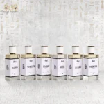 Fallin perfume collection featuring Audrey, Tenacity, Demure, Bliss, and Madness bottles – Made in Egypt.