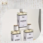 Close-up of Fallin perfumes – Madness, Demure, and Tenacity bottles