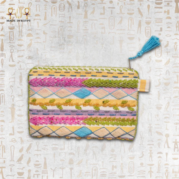 Handcrafted Colorful Embroidery Pouch with Bright Tassel Detail.