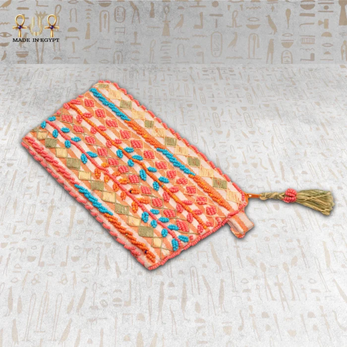 Coral Glow Handcrafted Beaded Bag | Side View