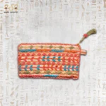 Coral Glow Handcrafted Bag with Colorful Beadwork, Front View