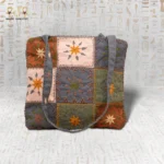 Flower Squares Handbag with Patchwork Embroidery Design