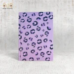 Purple leopard print notebook with playful and vibrant design, made in Egypt