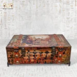 Vintage handcrafted Memories Box with leather straps and brass locks.