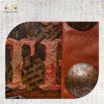 Close-up of vintage lettering and leather strap on the Memories Box.