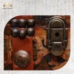 Close-up of brass lock and leather strap on the Memories Box.