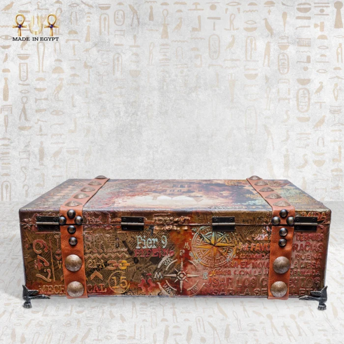 Top panel of the Memories Box with compass engraving.