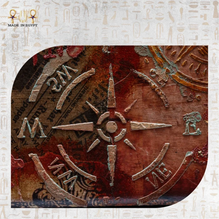 Close-up of engraved compass design on the Memories Box.