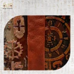 Detailed close-up of mechanical gear patterns and lock textures on the handmade Memories Box.