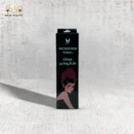 Microfiber Towel packaging with a classic illustration of a woman wearing a red towel