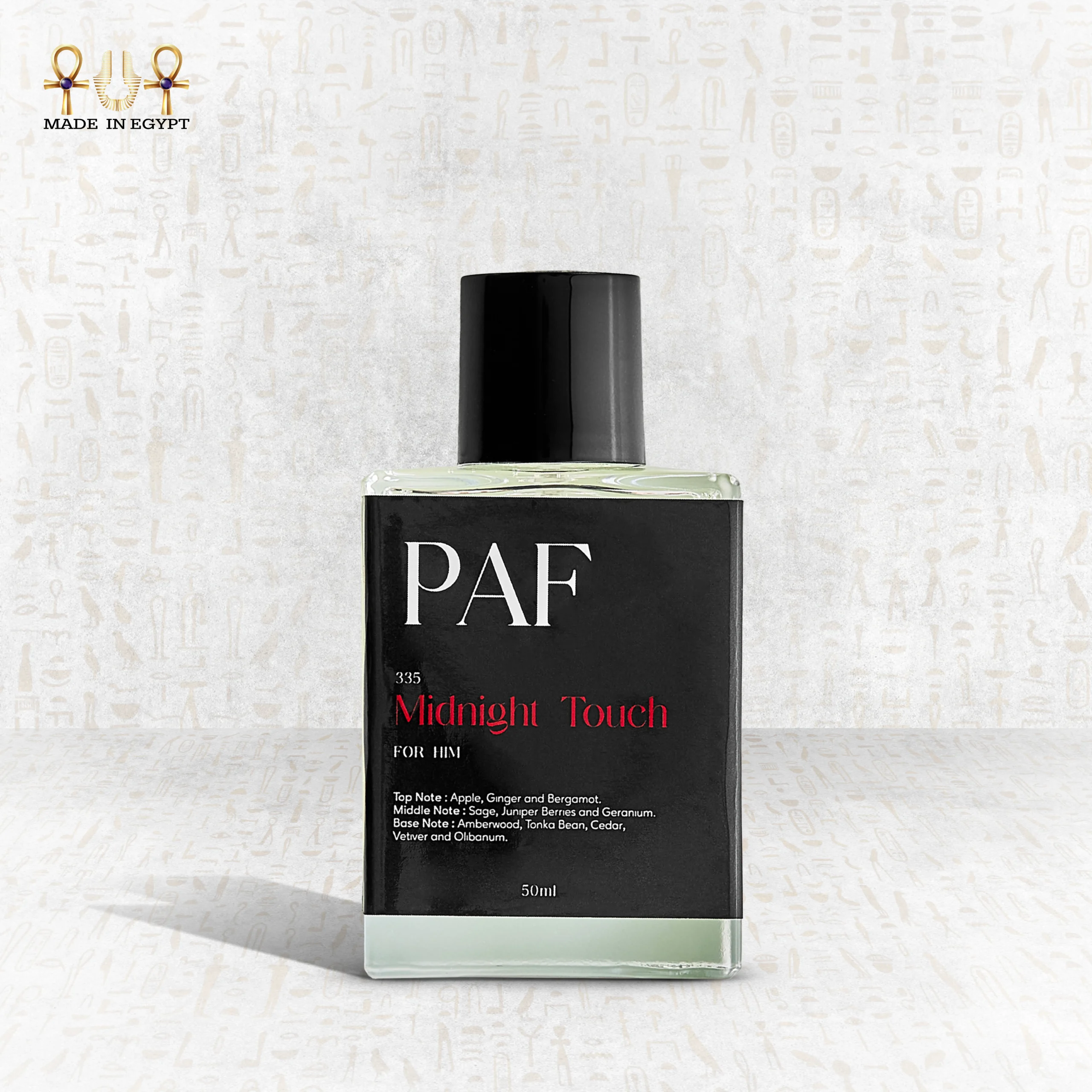 Midnight Touch Perfume by PAF – Bergamot, Ginger & Amberwood Midnight Touch masculine perfume – bergamot, ginger with sage heart and amberwood-tonka base