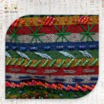 Detailed view of the colorful embroidered stripes on the Night Delight bag, with vibrant beads and stitching.