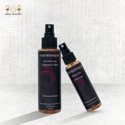 Oud Bouquet perfume bottles 120ml and 60ml by Rosetta Beauty unisex oriental fragrance