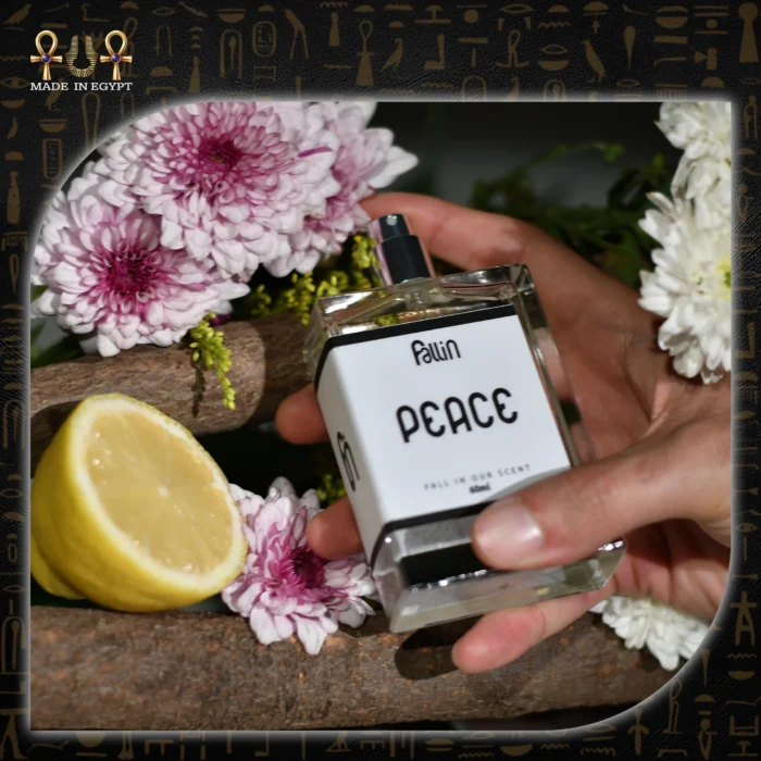 Fall in Peace perfume bottle with refined oud and leather notes