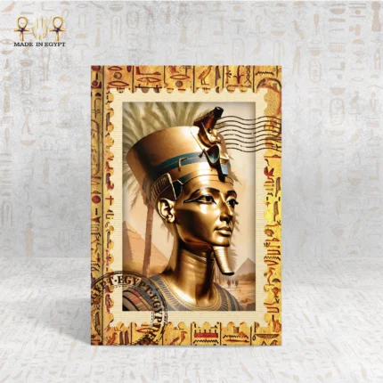 Golden Pharaoh Ramses notebook with hieroglyphic border, inspired by ancient Egypt