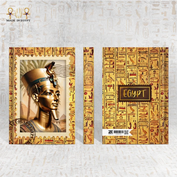 Ramses notebook with golden Pharaoh front and hieroglyphic back design