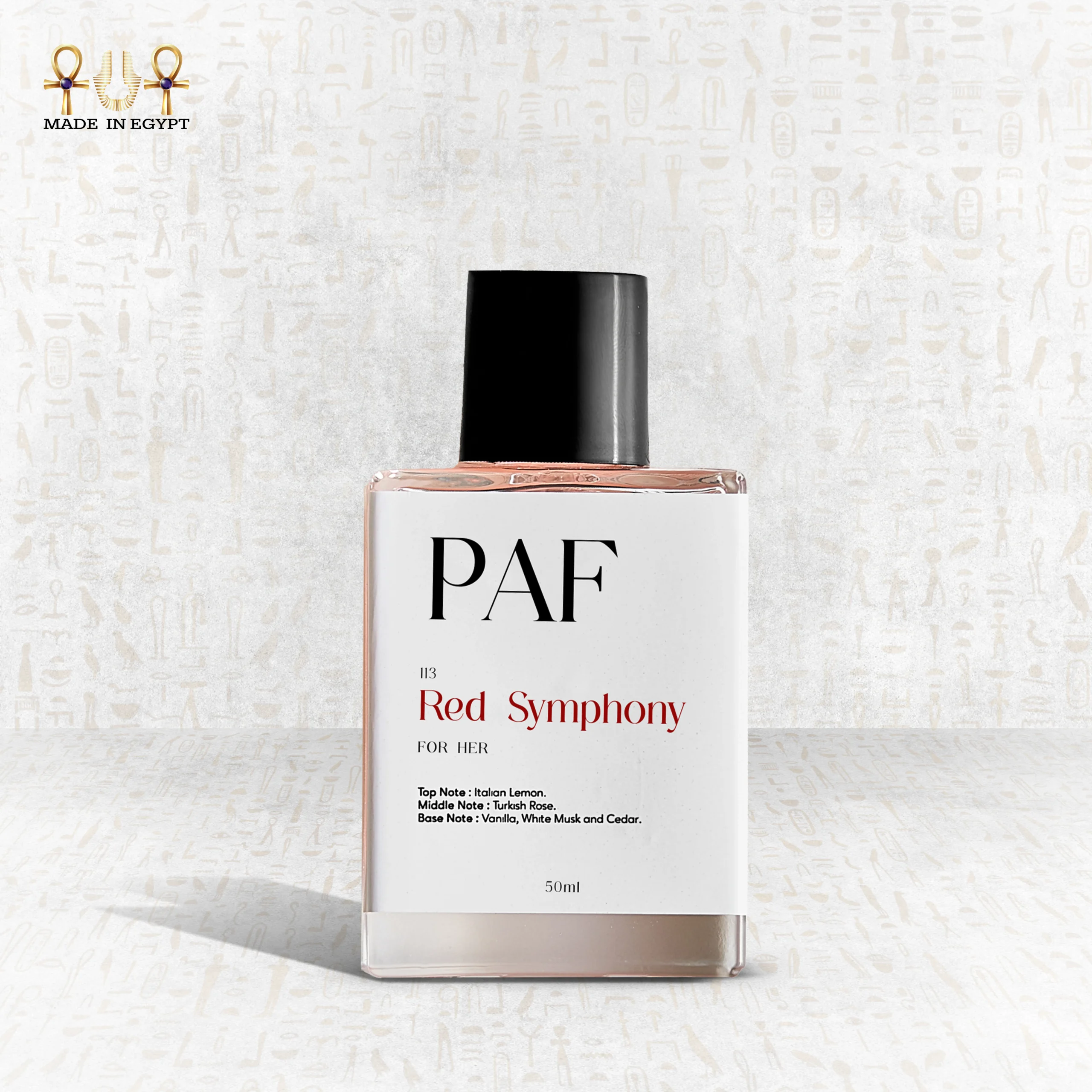 Red Symphony Perfume by PAF – Fruity Rose with Amber & Patchouli Red Symphony women’s perfume by PAF – fruity black currant, pear, rose, jasmine, amber and patchouli base