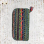 Top view of the Royal Heritage bag showcasing intricate geometric embroidery with vibrant colors, beads, and decorative tassel.