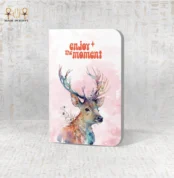 Serene Moment notebook with watercolor deer design and “Enjoy the Moment” text.
