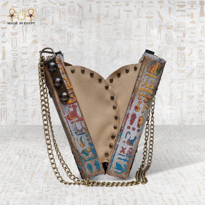 Soul Sun bag front view with vibrant scarab and ankh symbols inspired by ancient Egyptian art.