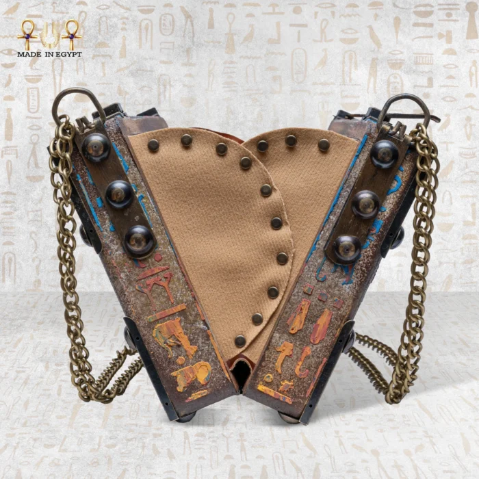 Side-open view of the Soul Sun bag showing interior design and chain details.