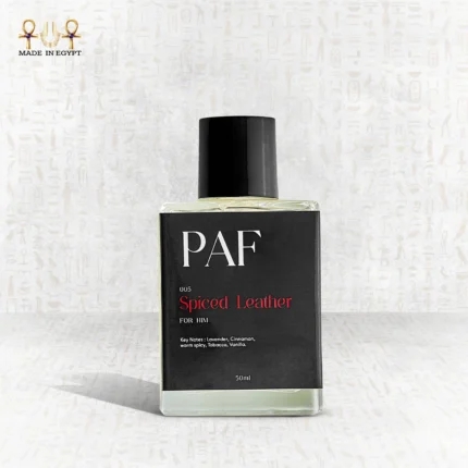Spiced Leather perfume by PAF – bold masculine fragrance with cinnamon, saffron, vanilla, and tobacco depth