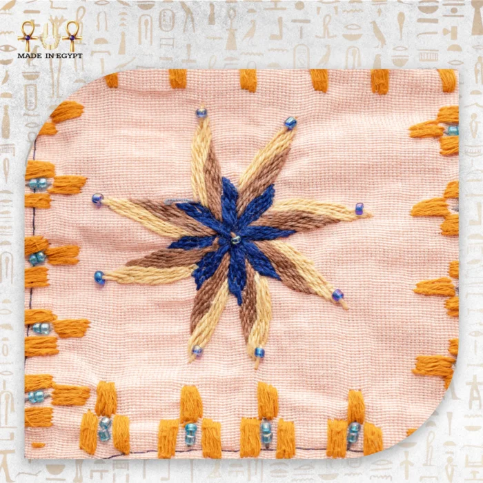 Star Ornament peach-colored handcrafted handbag with star embroidery, designed with durable fabric and spacious interior for daily use.