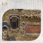 Close-up of the Sultana bag’s brass clasp and front metalwork, merging security with antique elegance.