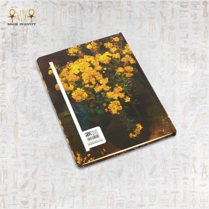 Sunflowers notebook with vibrant yellow floral artwork inspired by classic art.