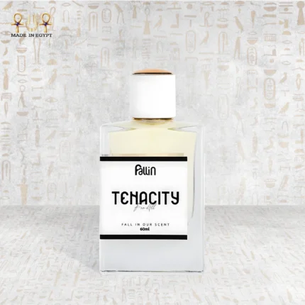 Tenacity perfume bottle with soft floral and woody accents