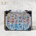 The Secret of Eternity bag back view with hieroglyphic inscriptions and ancient Egyptian symbols