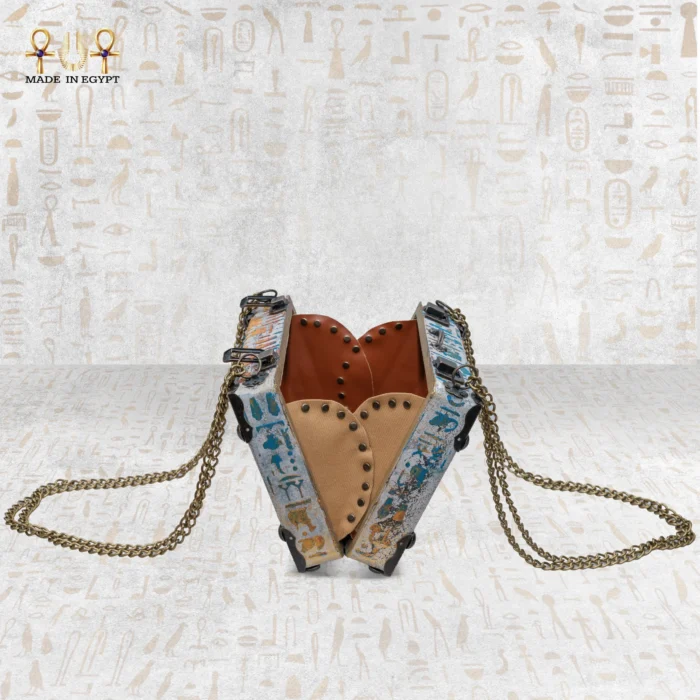 The Secret of Eternity bag open view showing interior and leather lining