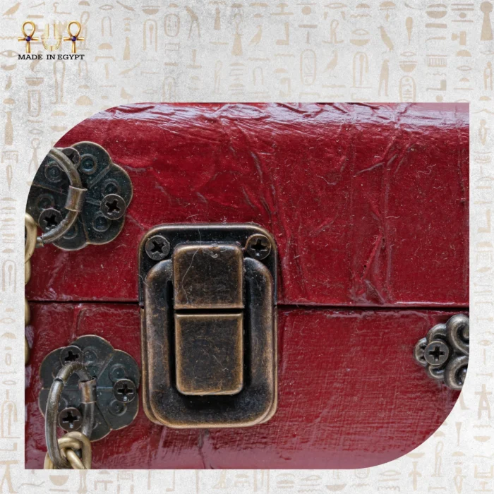 Close-up of antique brass lock on The Zodiac Sage handcrafted bag.