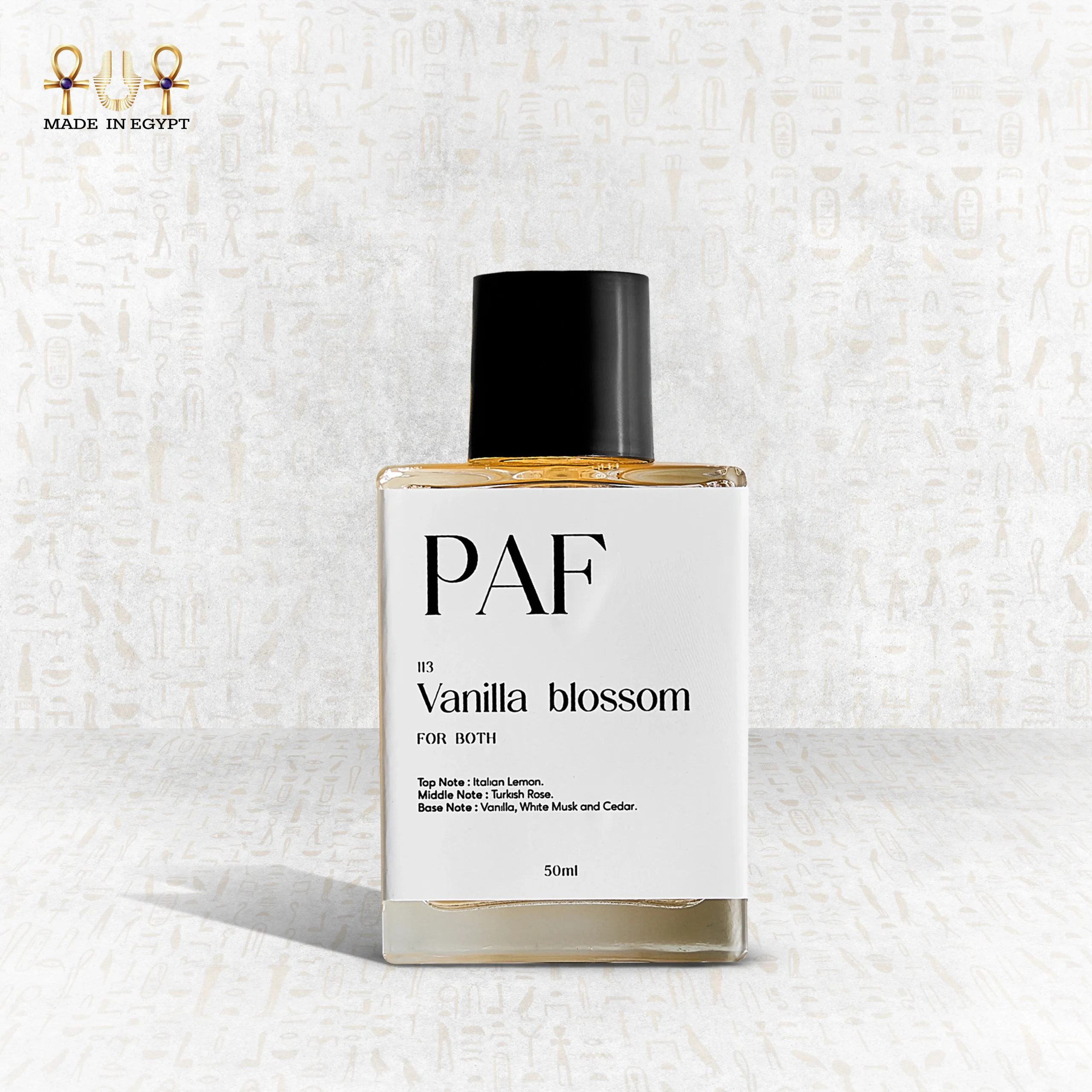 Vanilla Blossom Perfume by PAF – Unisex Rose & Vanilla Fragrance Vanilla Blossom unisex fragrance – lemon freshness, rose notes, and warm vanilla