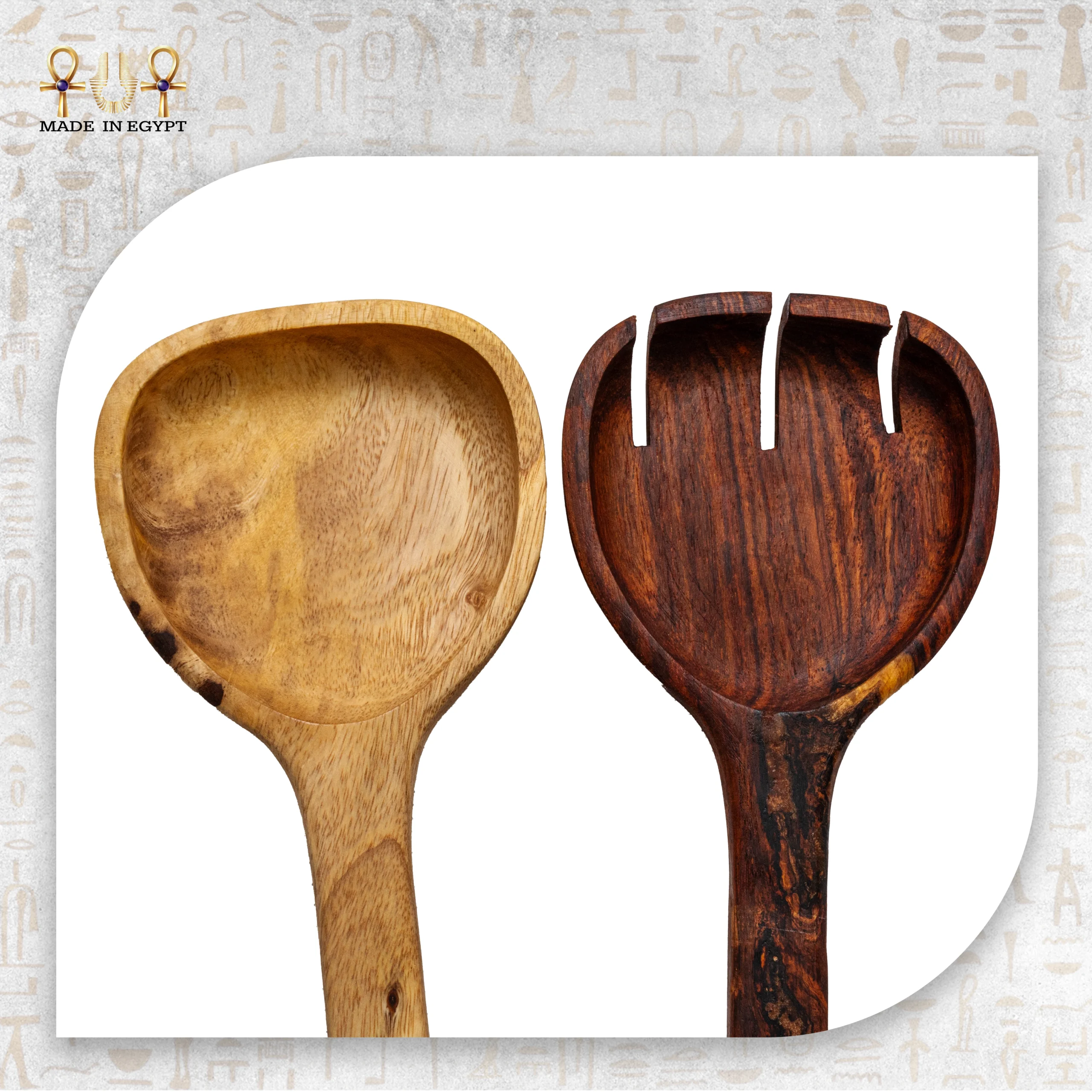 @17BWooden Serving Spoon & Fork Set