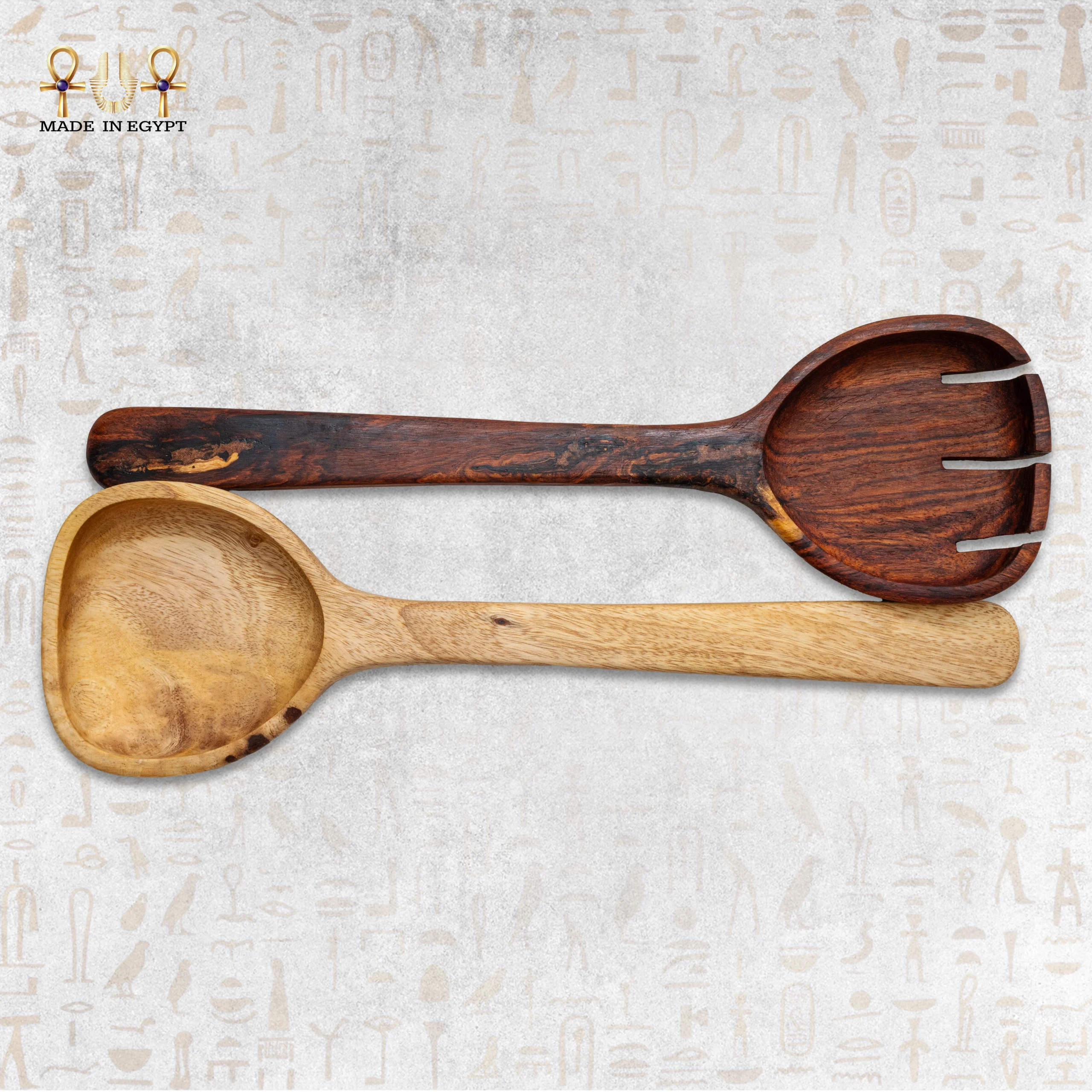 @17CWooden Serving Spoon & Fork Set