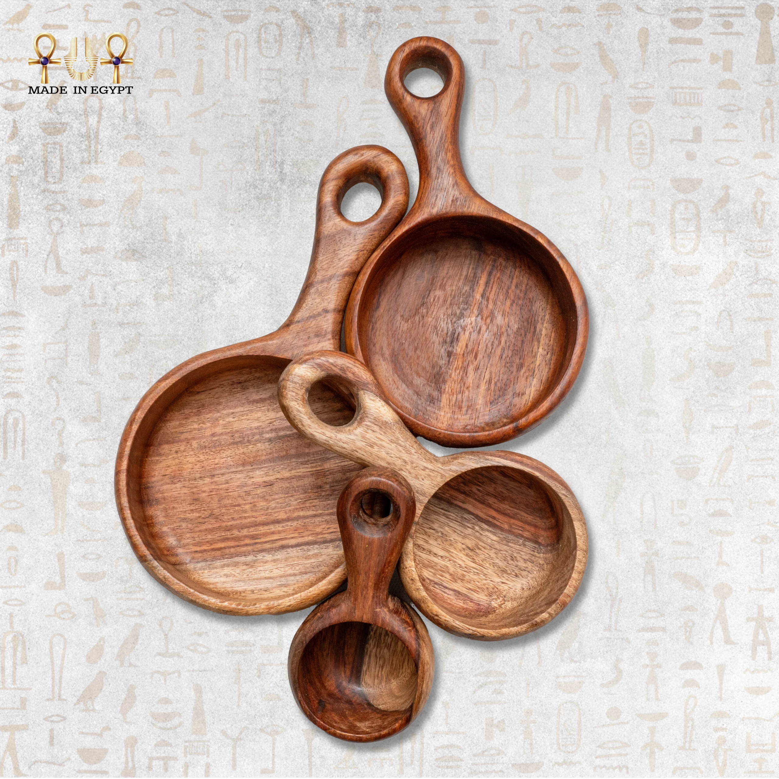 @19BWooden Measuring Cups Set