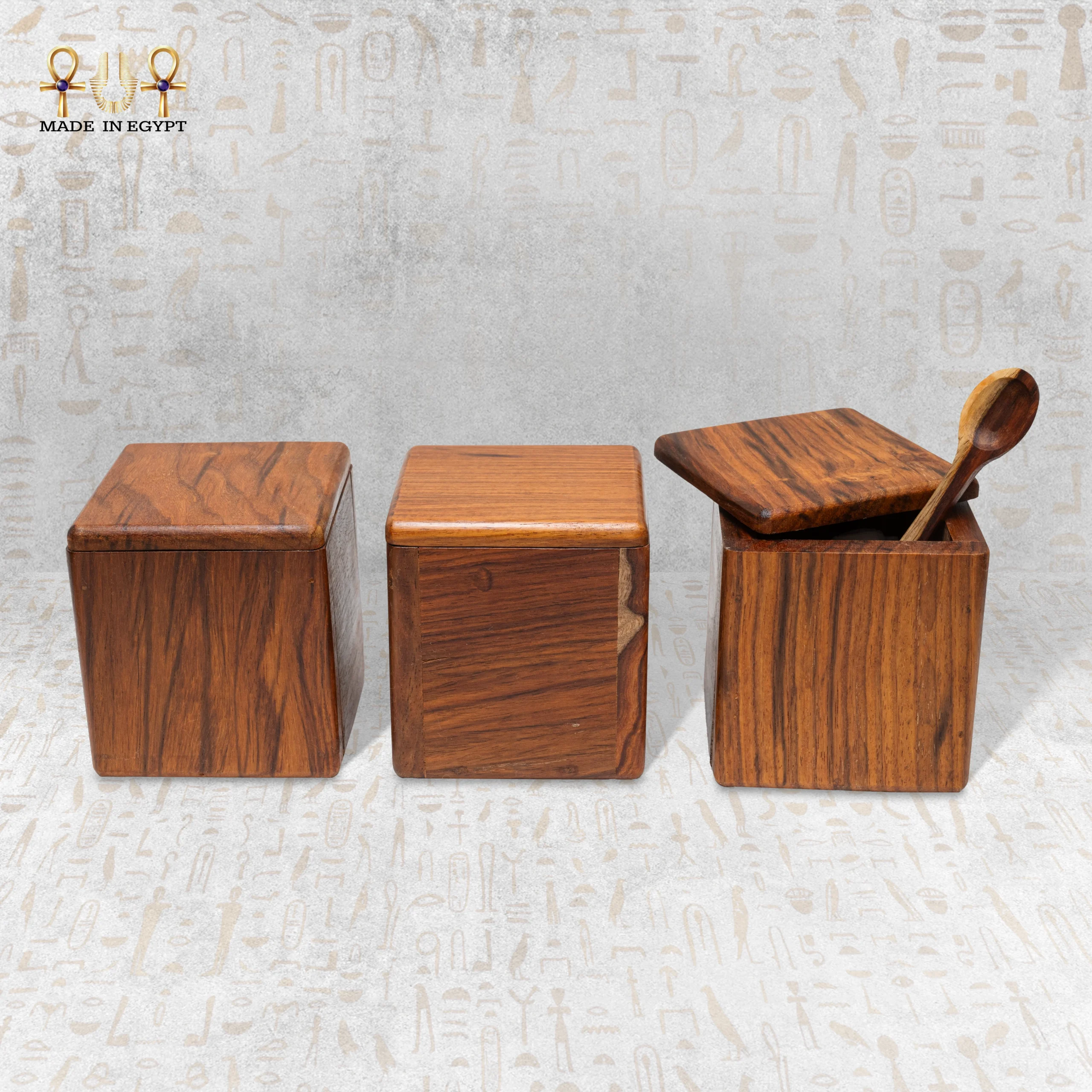 @1A Wooden Spice Jar Set