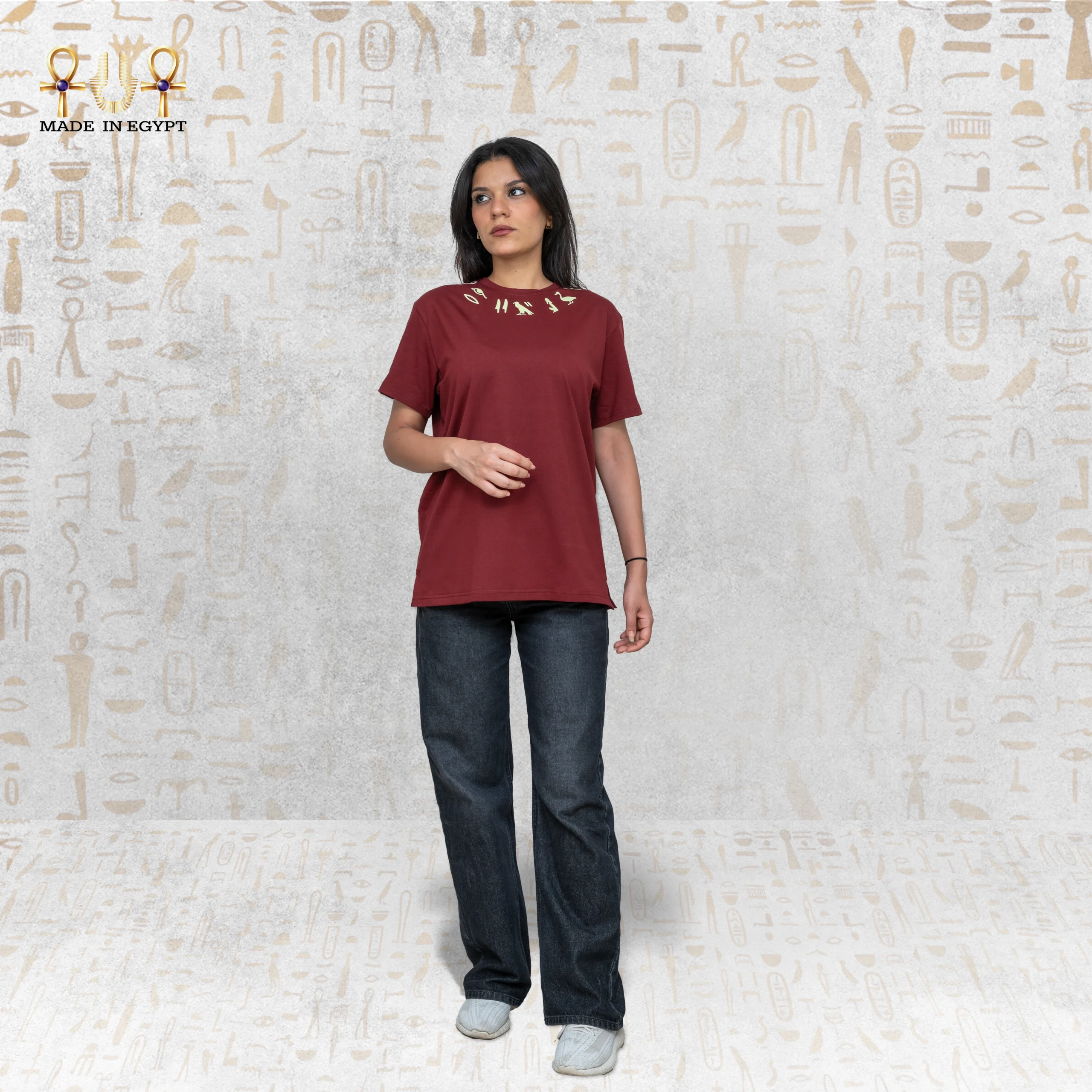 @2 Anubis T-Shirt with Hieroglyphic Prints