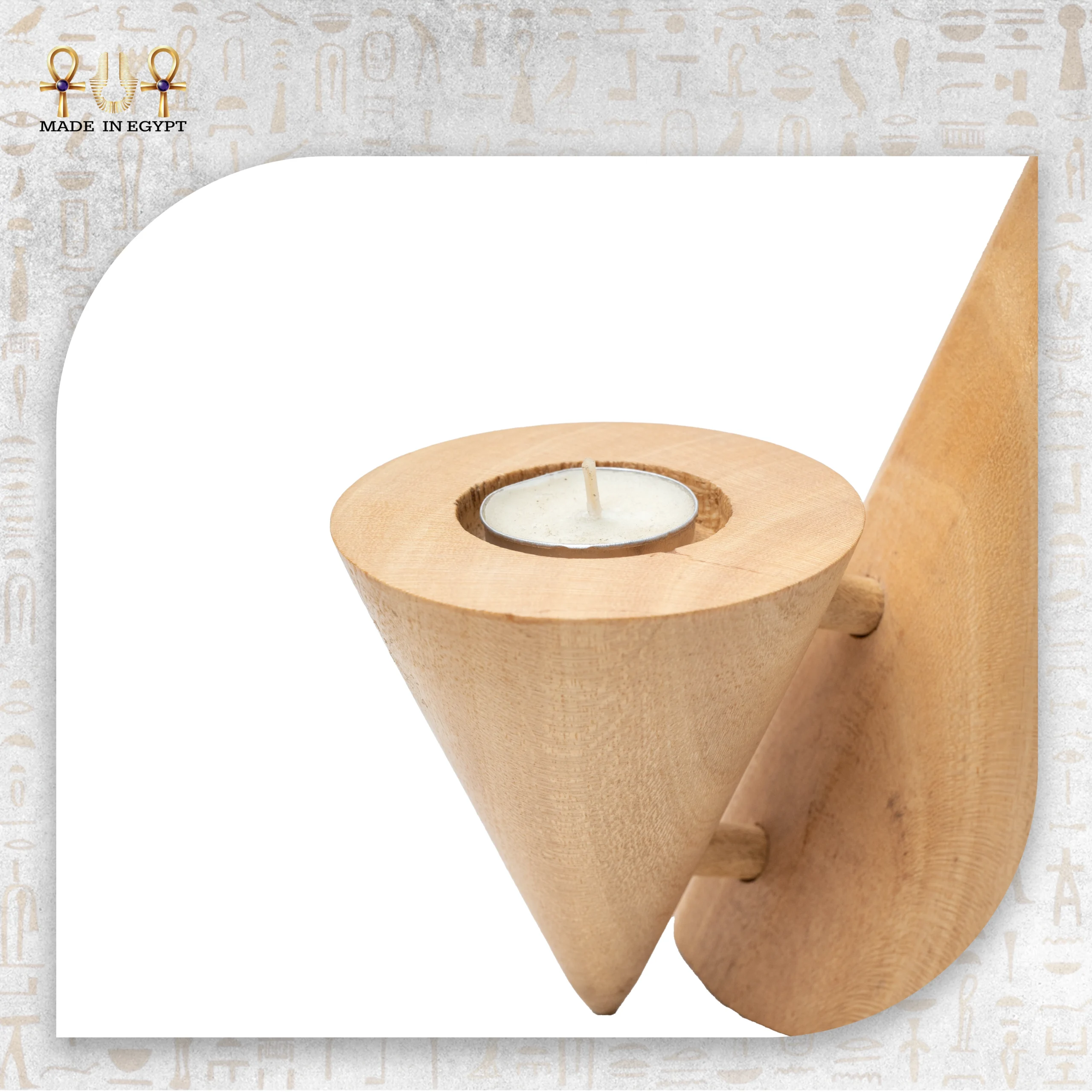 @23BWooden Cone Candle Holder