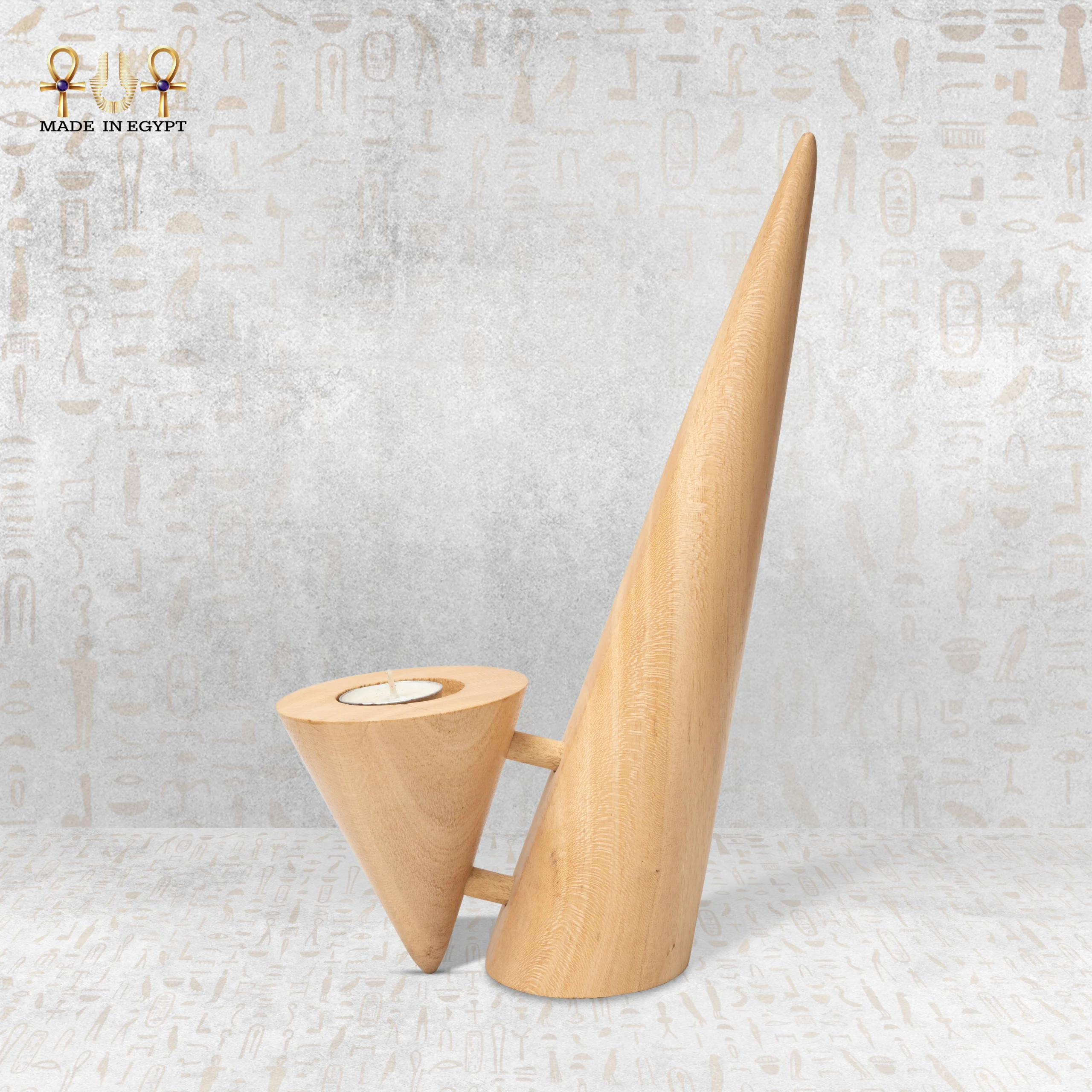 @23CWooden Cone Candle Holder