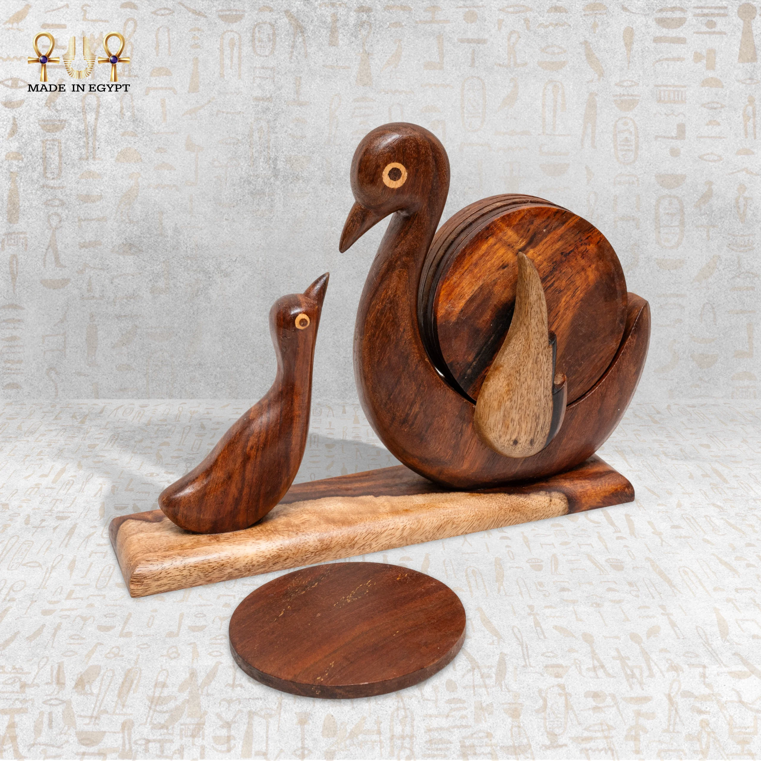 @2AWooden Bird Coaster Set