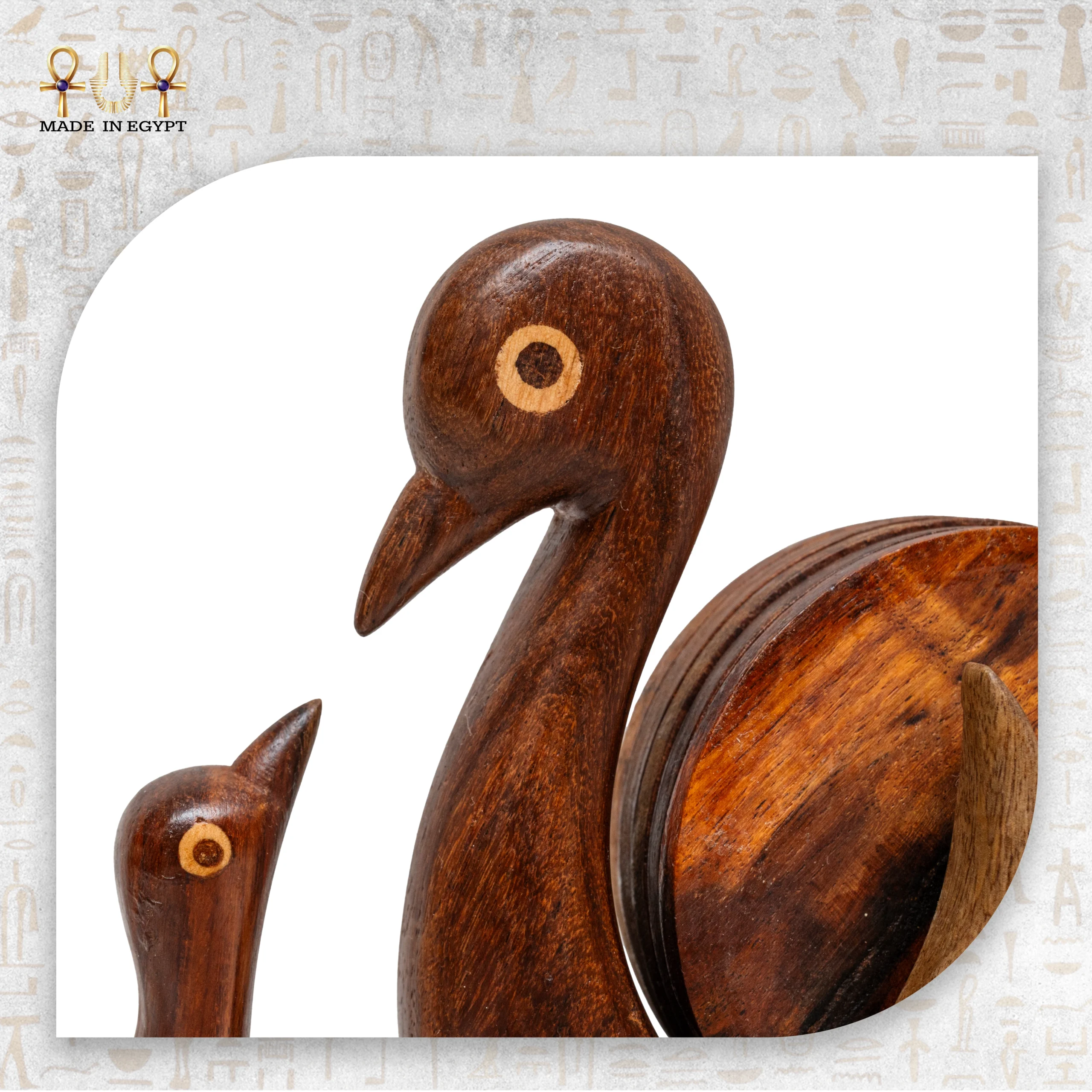 @2BWooden Bird Coaster Set