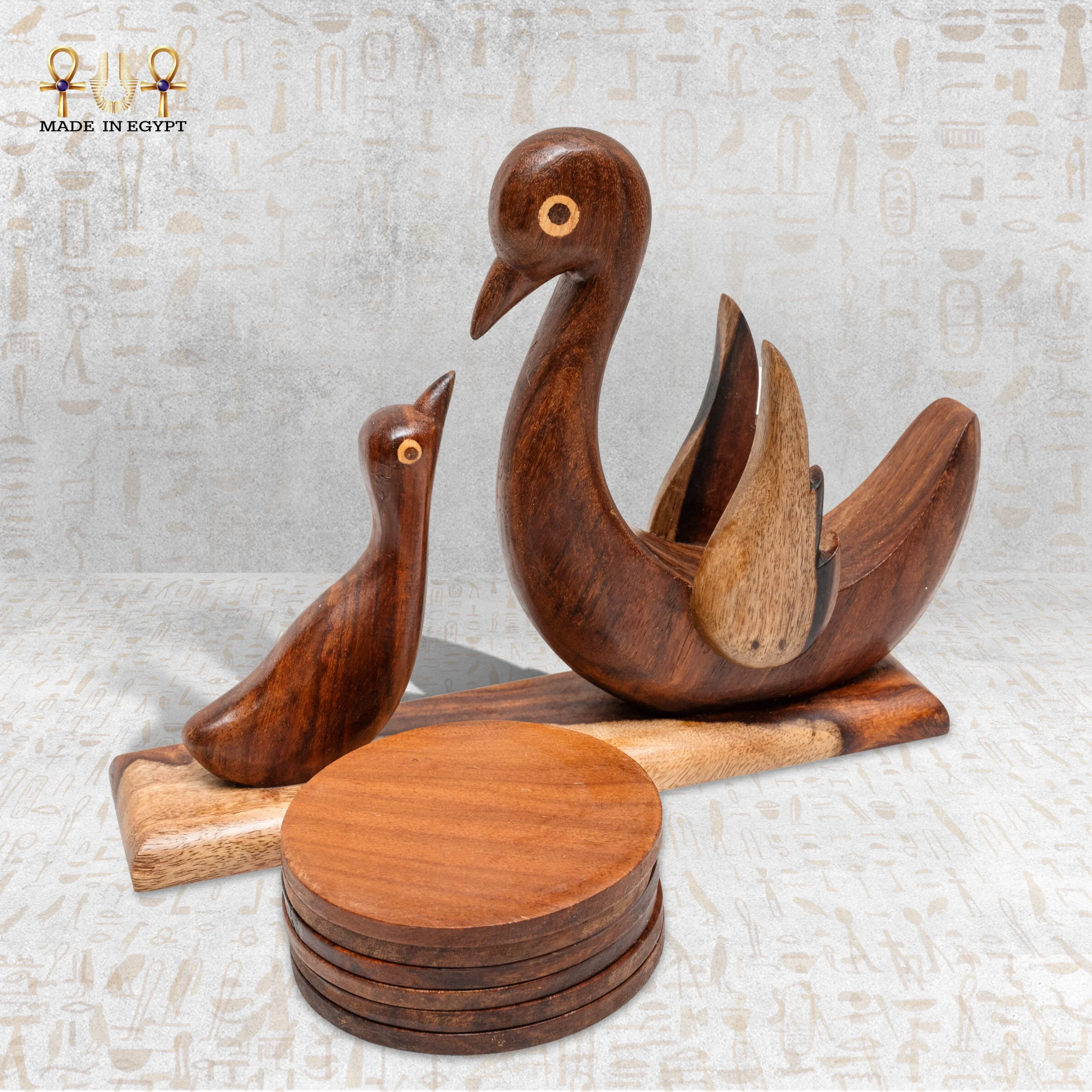 @2CWooden Bird Coaster Set